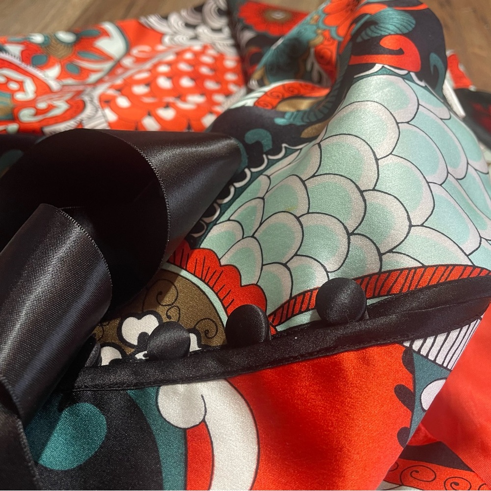 JS Collections 100% silk vintage paisley kimono Style button down jacket - Picture 13 of 14